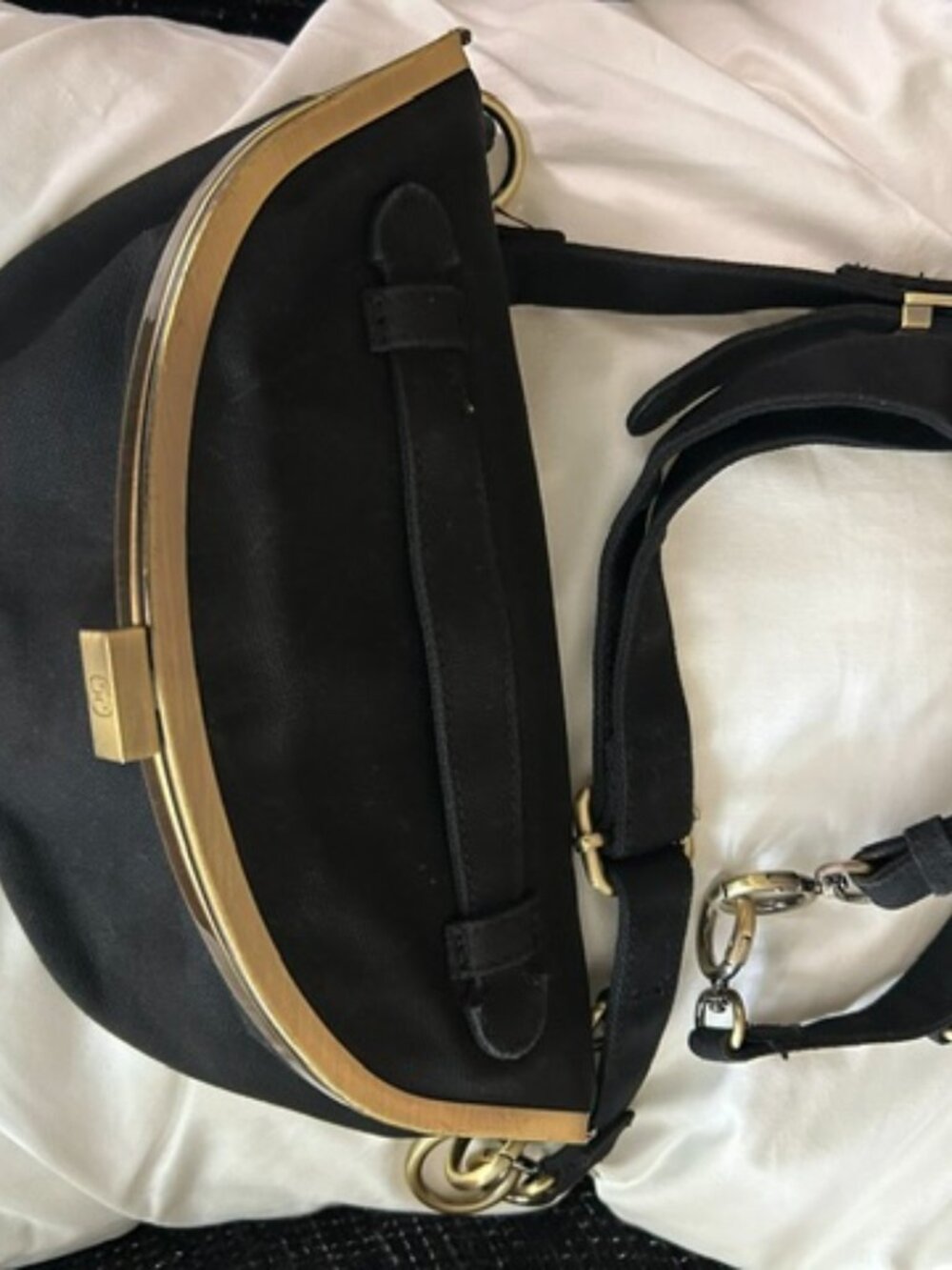 Laflore Paris Jobanane Crossbody Purse (Black waxed canvas)